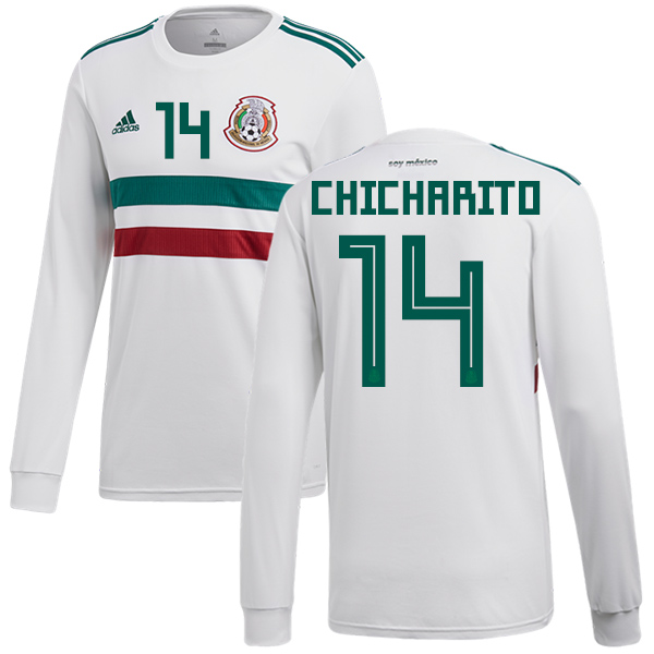 Mexico #14 Chicharito Away Long Sleeves Soccer Country Jersey - Click Image to Close
